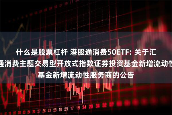 什么是股票杠杆 港股通消费50ETF: 关于汇添富国证港股通消费主题交易型开放式指数证券投资基金新增流动性服务商的公告
